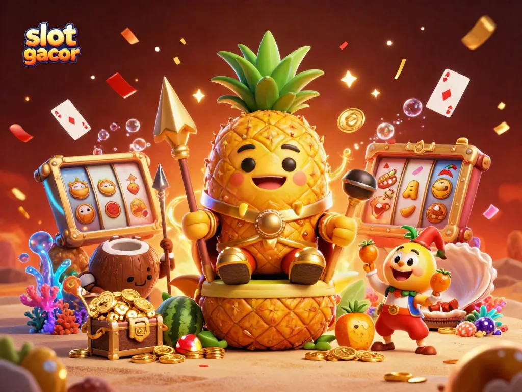 Experience slot gacor excitement with golden characters and vibrant casino elements.