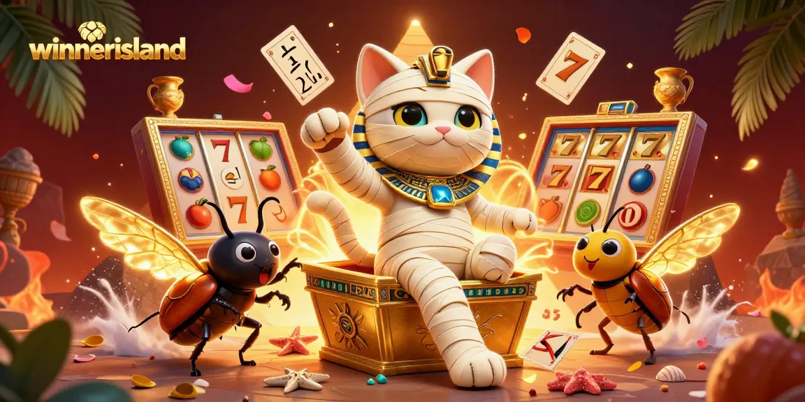 Spin and win at winnerisland with a dazzling Egyptian-themed casino scene featuring vibrant game elements.