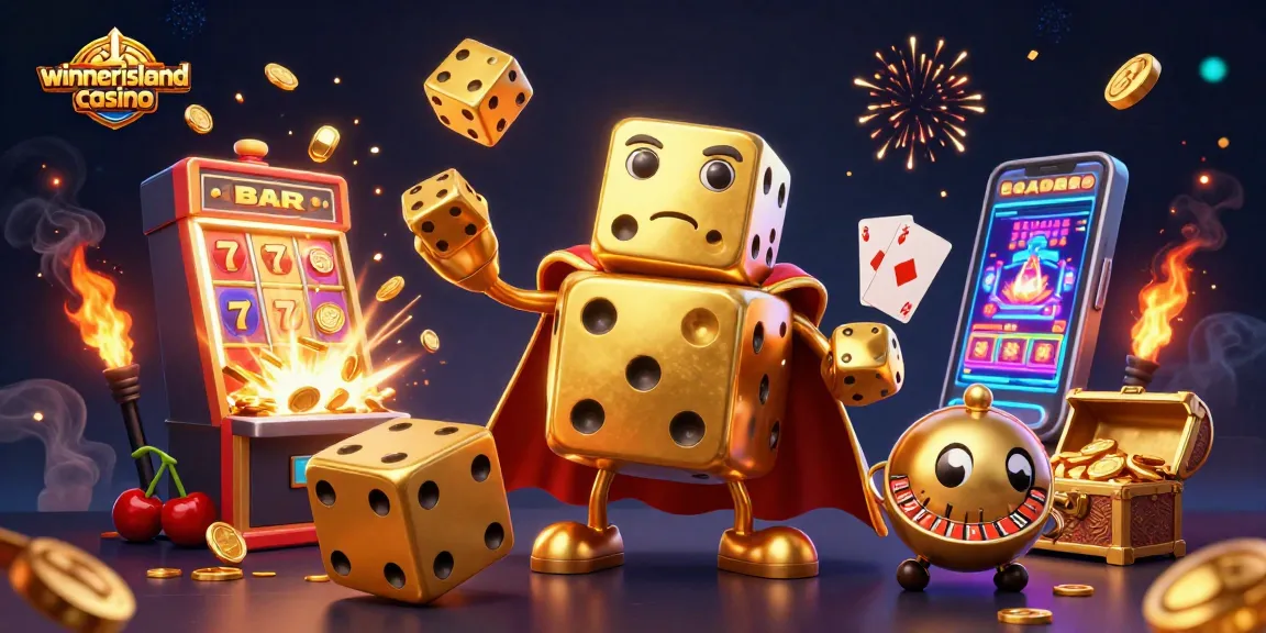 Experience winning thrills at winnerislandcasino with a vibrant 3D casino-themed illustration.